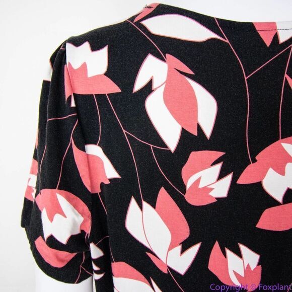 Modcloth black pink floral print short‎ sleeve dress, 1X - Picture 15 of 16